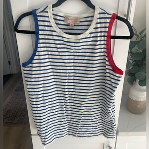 Philosophy Navy and White Striped Top